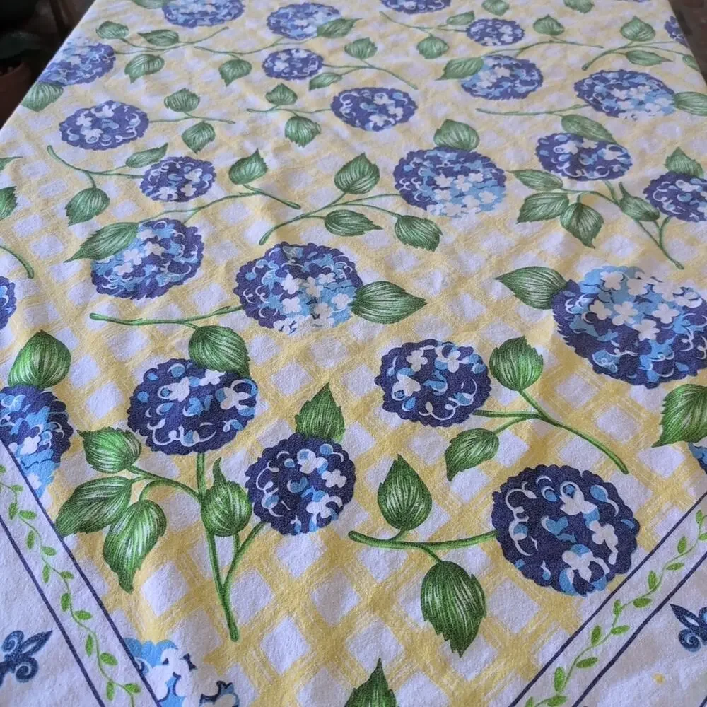 Peggy Walz Artist Series by Western Linen Blue Floral Cotton Tablecloth 50 x 50